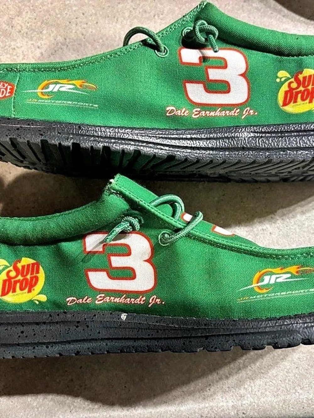 Hey Dude Wally NASCAR Dale Earnhardt Jr. Sun Drop. Green Sneakers US 9